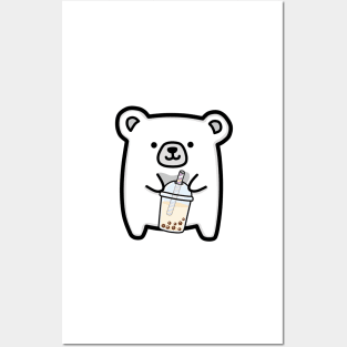 Baby Polar Bear Loves Boba Tea! Posters and Art